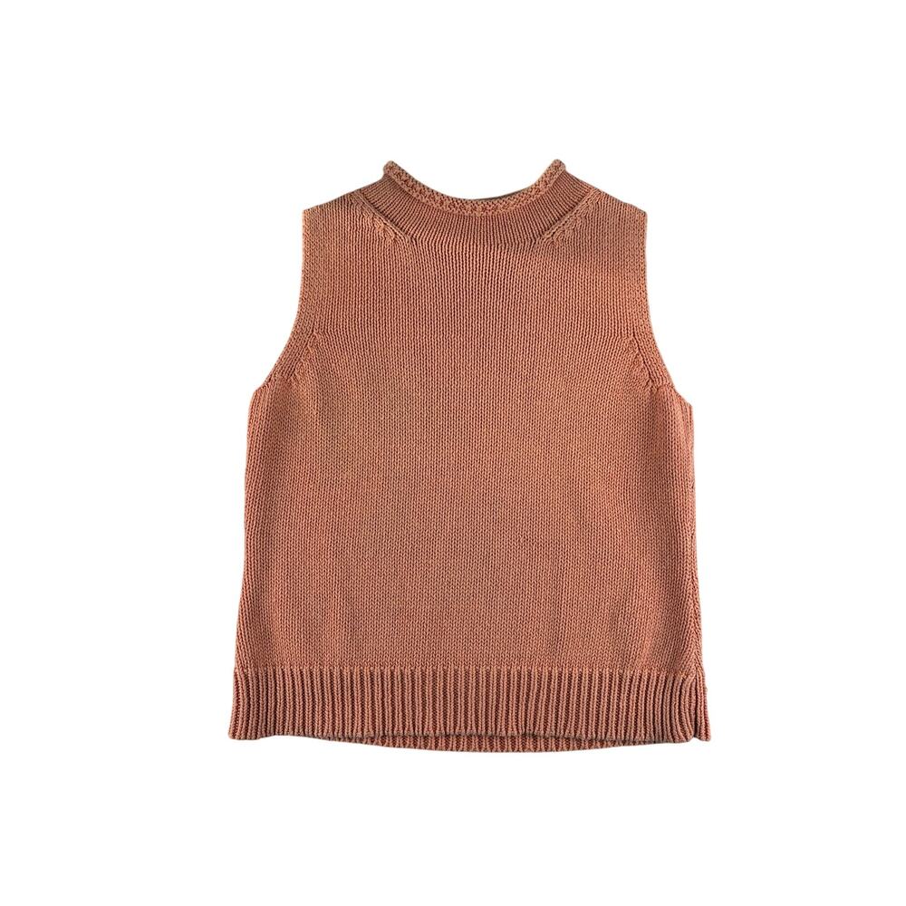 Liz Claiborne 100% Ramie Cotton Sleeveless Sweater Top Womens Medium Terra Cotta